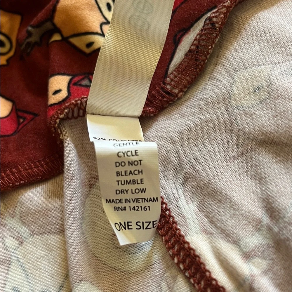 LuLaroe Patterned O/S Leggings - Maroon Owl/Deer Design RARE - Picture 4 of 5